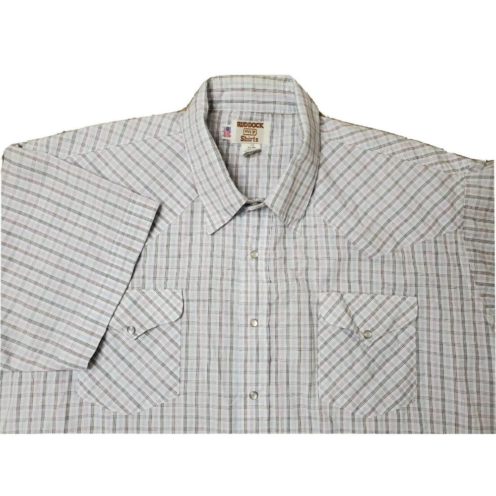 Vintage Ruddock Eyre Big Man Classic Fit Men's 19 Blue Plaid Casual Button Shirt